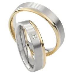 Saint Maurice – Twin Set giftering i gult og hvitt gull – 5 mm – Damemodell med diamanter