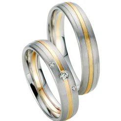 Saint Maurice – Twin Set giftering i gult og hvitt gull – 5 mm – Damemodell med diamanter