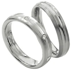Saint Maurice – Twin Set giftering i hvitt gull – 4,5 mm – Damemodell med diamanter
