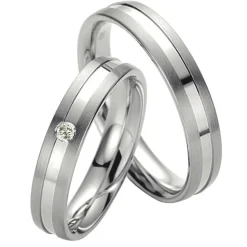 Saint Maurice – Twin Set giftering i hvitt gull – 4,5 mm – Damemodell med diamanter