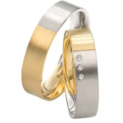 Saint Maurice – Twin Set giftering i gult og hvitt gull – 5,5 mm – Damemodell med diamanter