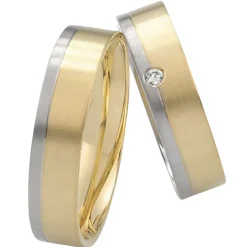 Saint Maurice – Twin Set giftering i gult og hvitt gull – 5,5 mm – Damemodell med diamanter