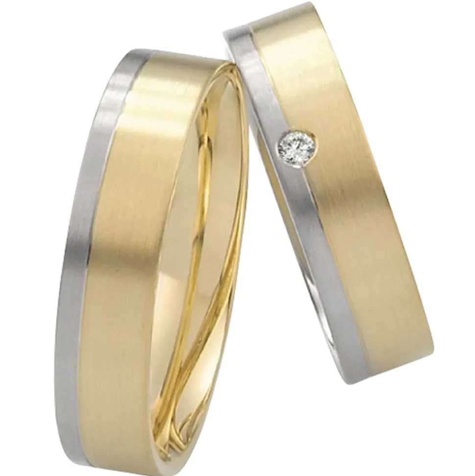 Saint Maurice – Twin Set giftering i gult og hvitt gull – 5,5 mm – Damemodell med diamanter