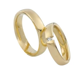 Saint Maurice- Twin Set- Giftering- Gult gull – 4,5 mm- Damemodell med diamanter