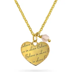 Serenity by Gulldia – Belive in Love halssmykke i forgylt sølv med rosenkvarts