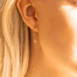 Serenity by Gulldia – Crystal ørepynt i forgylt sølv med rosenkvarts