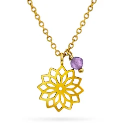 Serenity by Gulldia – Kronechakra halssmykke i forgylt sølv, ametyst