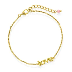 Serenity by Gulldia – Love armbånd i forgylt sølv og rosenkvarts