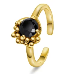 Shapes by Gulldia – Halo ring i forgylt sølv med sort zirkonia