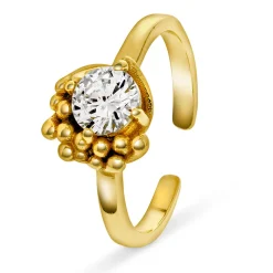 Shapes by Gulldia – Halo ring i forgylt sølv med zirkonia