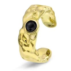 Shapes by Gulldia – Stone ring i forgylt sølv med sort zirkonia