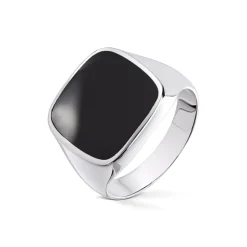 Silver by Frisenberg – Firkantet signetring i sølv med svart onyx