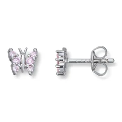 Silver by Frisenberg – Ørepynt i sølv med rosa zirkonia – Sommerfugl