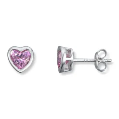 Silver by Frisenberg – Ørepynt i sølv med rosa zirkonia, hjerte