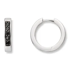 Silver by Frisenberg – Øreringer i sølv med sorte CZ – 16mm