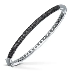 Silver By Frisenberg- Armring i 925S sølv og sorte cz stener.