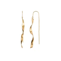 Stine A Jewelry – Long Twisted Hammered ørepynt i forgylt sølv