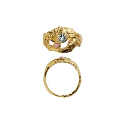 STINE A JEWELRY – MY LOVE ROCK RING WITH BLUE TOPAS/PINK OPAL