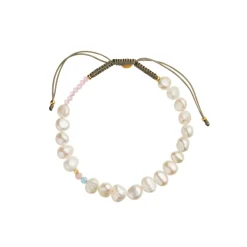 Stine A Jewelry – Perlie Creme armbånd med blå, rosa og hvite perler