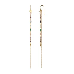 Stine A Jewelry – Petit Gemstones with Long Chain Earring – Forrest Mix