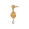 Stine A Jewelry – Petit Hammered Coin and Stone Earring Gold – Pearl
