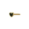 Stine A Jewelry – Petit Love Heart ørepynt i forgylt sølv med sort emalje