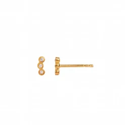 Stine A Jewelry – THREE DOTS – Ørepynt i forgylt sølv med zirkonia
