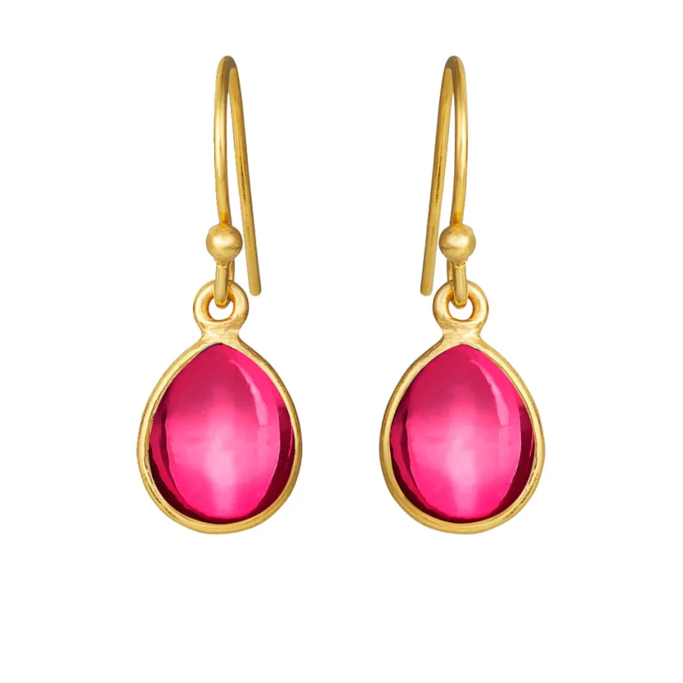 Susanne Friis Bjørner – Ørepynt i forgylt sølv med rosa krystall