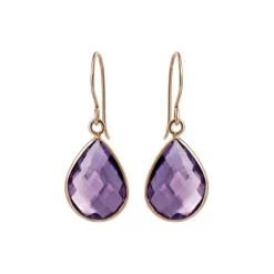 Susanne Friis Bjørner – Ørering (bøjle), 14 karat rødguld, 12×16 mm dråbe facet ametyst (3432-5)