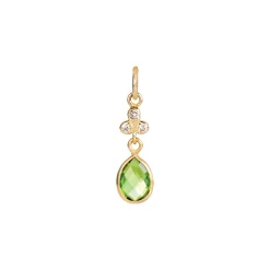 Susanne Friis Bjørner – Vedhæng, 14 karat rødguld, brillant Cr SI2 0,02×3, dråbe facet 6×8 mm peridot (5417-5)