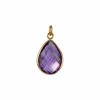 Susanne Friis Bjørner-gult gull 14 kt. anheng-med amethyst med forgyldt sølvkjede 42 cm