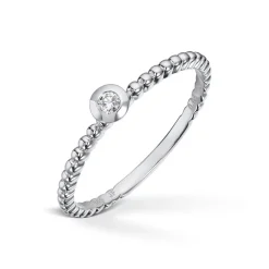 Vakker ring i 585 hvitt gull med en diamant 0,04 ct W/si1