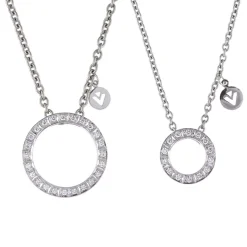 Van Bergen – Circle anheng i hvitt gull med 24 x 0,02 carat TW/SI inkl kjede NB: Stor utgave