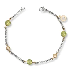 Van Bergen – Golden mix armbånd 1 rad – Peridot og gult gull kuler