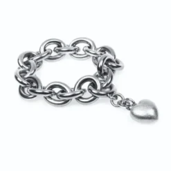Van Bergen – Golden/Love Heart – Armbånd i oksidert sølv med hvitt gull