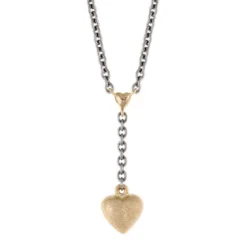 Van Bergen – Golden/Love Heart- Anheng i gult gull med stål kjede