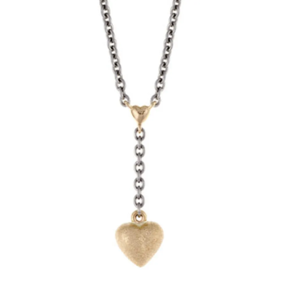 Van Bergen – Golden/Love Heart- Anheng i gult gull med stål kjede