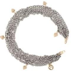 Van Bergen – Golden/Love Heart – 5 rader armbånd i stål med 5 gult gull hjerter
