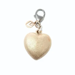 Van Bergen – Golden/Love Heart – Charm i gult gull med stål karabin