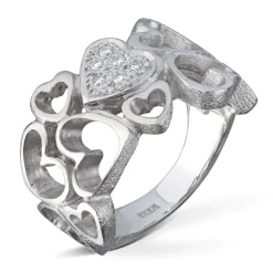 Van Bergen – Ring i hvitt gull med hjertefatning og 6 x 0,02 ct diamant TW/SI – Joy