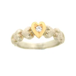 Van Bergen – Silver Heart – Ring i sølv med gulldetaljer og 0,05 ct diamant