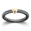 Van Bergen – Silver Heart ring i oksydert sølv m/gullhjerte, 3mm bredde