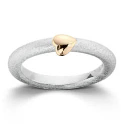 Van Bergen – Silver Heart ring i sølv m/gullhjerte – 3 mm bredde