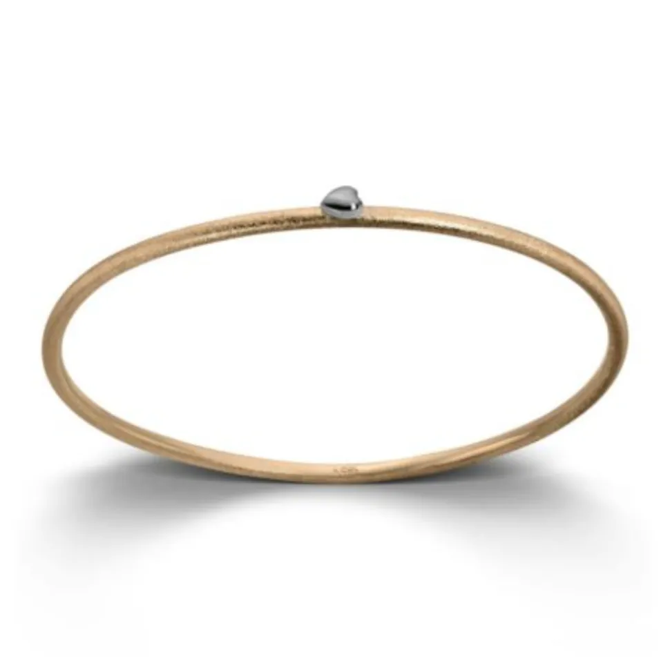 Van Bergen – Silver Heart armring i gult gull og hjerte i hvitt gull