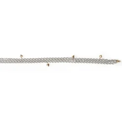 Van Bergen -Golden-Stål ankerkjede (tynn) 3 rader, med gult gull hjerter og detaljer-45 cm NB:Til lås