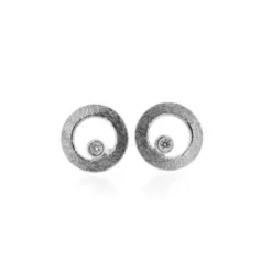 Van Bergen -Ørepynt-Circle i hvitt gull med 2 x 0,02 ct diamanter TWSI