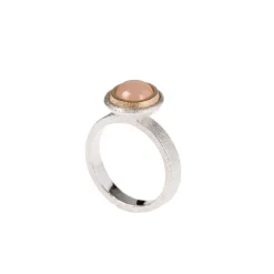 Van Bergen- Ring- Luna- Sølv med gullldetaljer m/peach månesten 8 mm