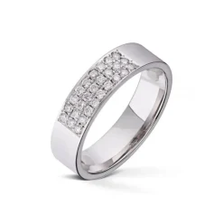 Wedding by Frisenberg – Giftering i hvitt gull – 5 mm bred- med 27 stk diamanter i alt 0,27 ct TW/SI
