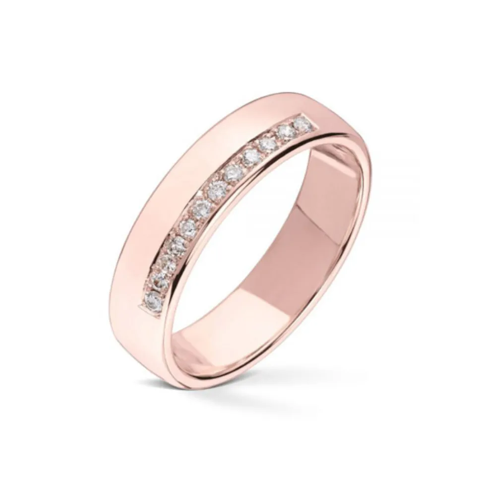 Wedding by Frisenberg – Giftering i rosegull – 5 mm bred – 0,10 ct TW/SI