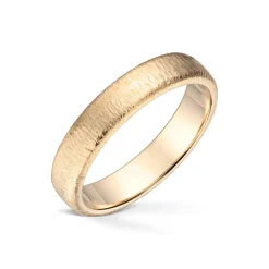 Wedding by Frisenberg – Giftering i gult gull med børstet overflate – 4 mm bred